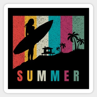 Summer. Surfer Girl, Vintage and Tropical Paradise Design Sticker